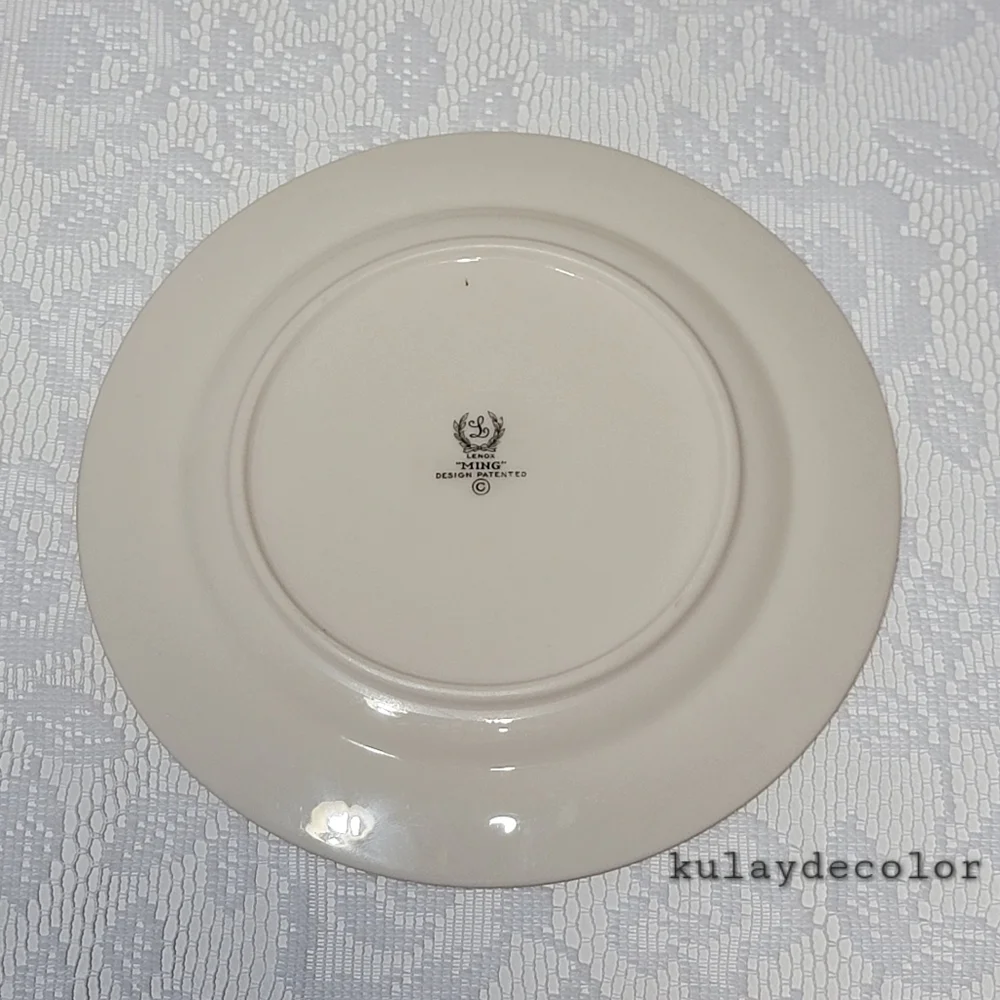 Lenox Ming Birds Salad Plates Set of 4 Vintage Floral Bird Gold Trim Black Stamp
